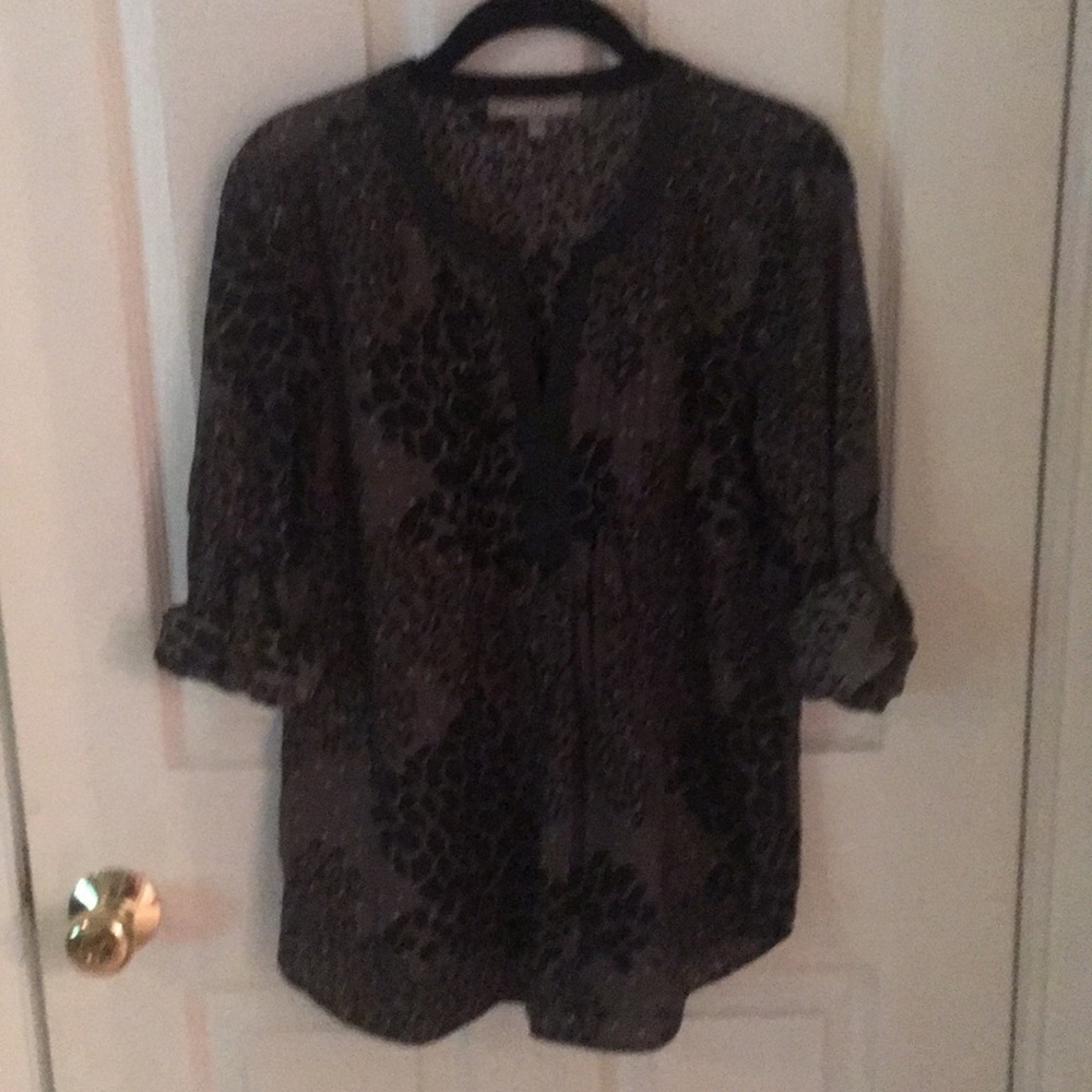 Daniel Rainn black and charcoal leopard print top
